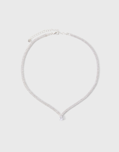 Серебряное ожерелье со стразами Глория Джинс
