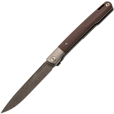 Складной нож Nimo Attendant, сталь дамаск, рукоять G10, коричневый