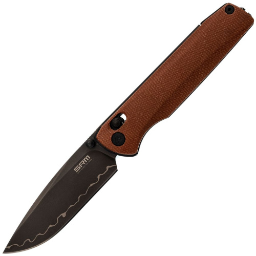 Складной нож SRM Terrier 258L-MN2, сталь 140Cr, рукоять коричневая микарта