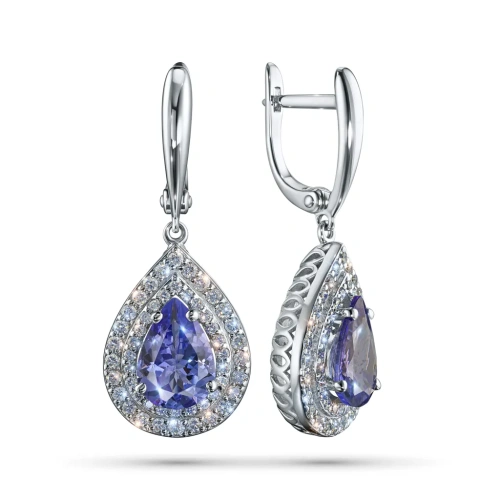 Серьги из белого золота с танзанитами э4760сг09251301