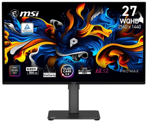 Монитор 26,5" MSI PRO MAX 271QPX14G 9S6-3PF89A-021 QD-OLED, 2560x1440, 144Hz, 0,03ms, 250сd/m, 1500000:1, 2*HDMI, DP, Type-C, HAS, Pivot, Swivel, InPS