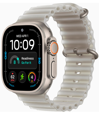 Смарт-часы Apple Watch Ultra 4 49mm Natural Titanium Case with Translucent Gray Ocean Band (One Size)