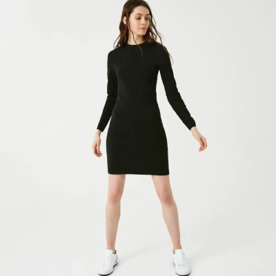 Женское платье Lacoste с длинным рукавом и круглым вырезом