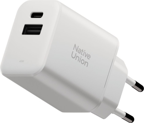 Сетевое зарядное устройство Native Union Fast GaN Charger USB-A + USB-C, 45Вт белый