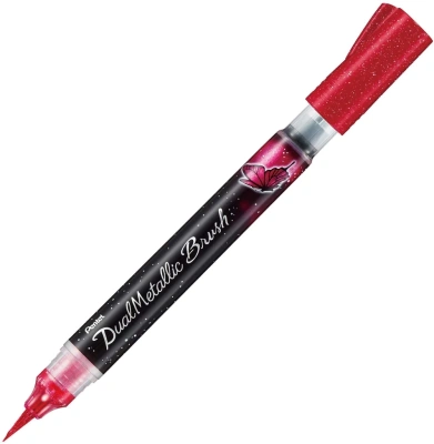 Маркер-кисть с подкачкой чернил Pentel 1-10 мм, цвет розовый+розовый металлик в блистере