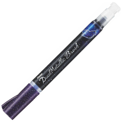 Маркер-кисть с подкачкой чернил Pentel 1-10 мм, цвет фиолетовый+синий металлик в блистере