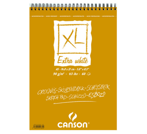 Альбом для графики на спирали Canson "XL Extra White" 14,8х21 см 60 л 90 г