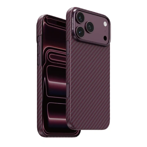 Чехол-накладка Keephone Diago Aramid MagSafe для Apple iPhone 17 Pro/18 Pro кевлар (бордовый)