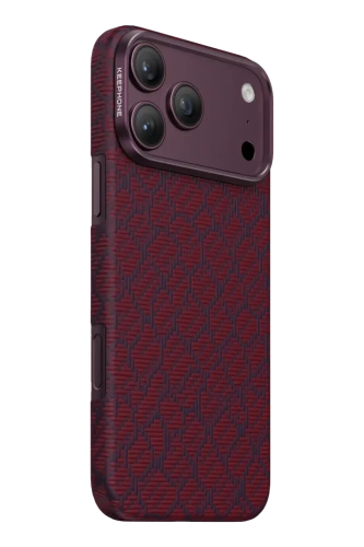 Чехол-накладка Keephone Drakon Aramid MagSafe для Apple iPhone 17 Pro/18 Pro кевлар (бордовый)
