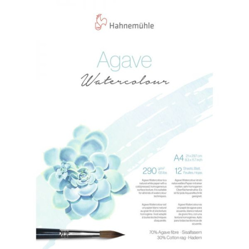 Альбом-склейка для акварели Hahnem?hle "Agave" А4, 12 л, волокно агавы 70% и хлопок 30%, ср. зерно