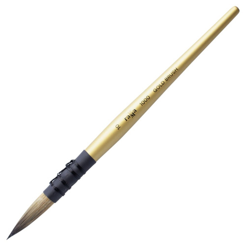Кисть синтетика №10 круглая, французское крепление Гамма "GOLD BRUSH" короткая ручка