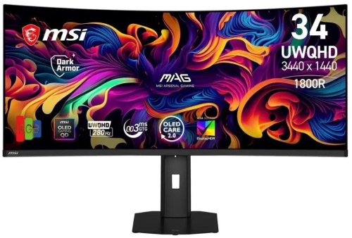 Монитор 34" MSI MPG 341CQP QD-OLED X28 9S6-3DE39T-012 3440x1440, OLED, LED, 21:9, матовая, 1500000:1 300cd, 178гр/178гр, 280Hz, G-Sync, FreeSync Premi