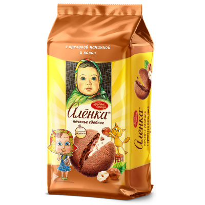 Печенье «Алёнка» шоколадное с ореховой начинкой, 200 гр