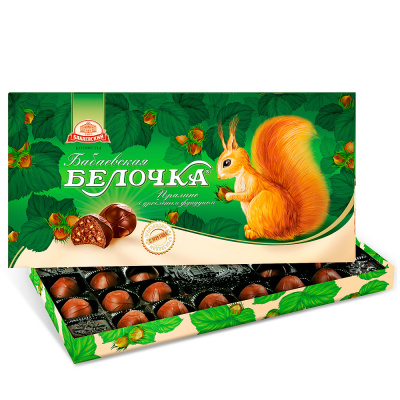 Конфеты в коробке Бабаевская Белочка с дробленым фундуком, 340 гр