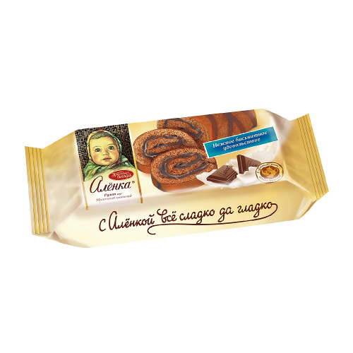 Бисквитный рулет Алёнка вкус молочный шоколад, 200 гр.