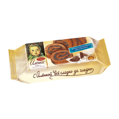 Бисквитный рулет Алёнка вкус молочный шоколад, 200 гр.