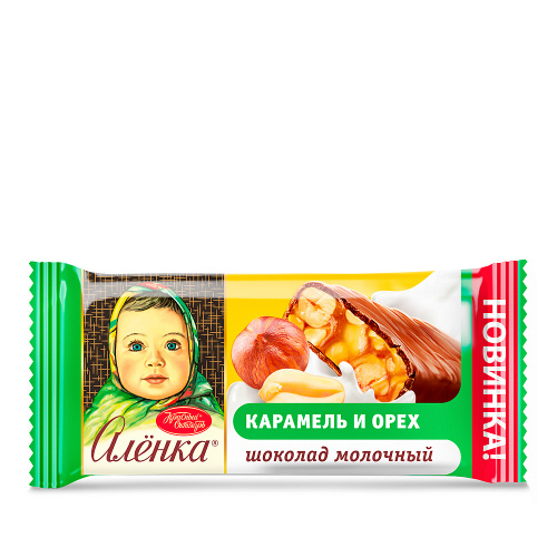 Батончик «Алёнка» молочный с мягкой карамелью и орехом, 25 гр