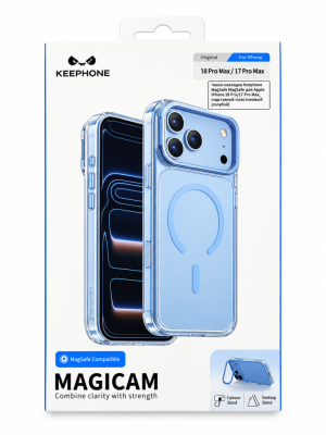 Чехол-накладка Keephone Magicam Magsafe для Apple iPhone 18 Pro Max/17 Pro Max с подставкой пластиковый (голубой)