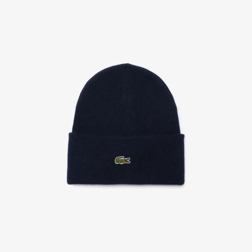 Шерстяная шапка Lacoste унисекс в рубчик