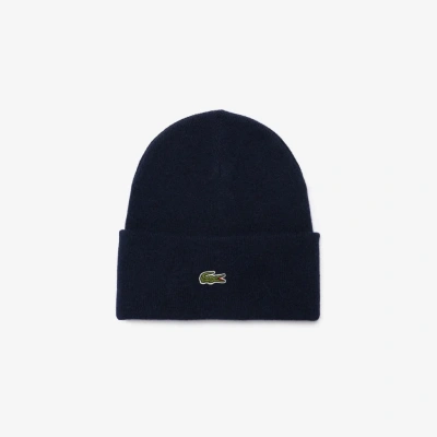 Шерстяная шапка Lacoste унисекс в рубчик