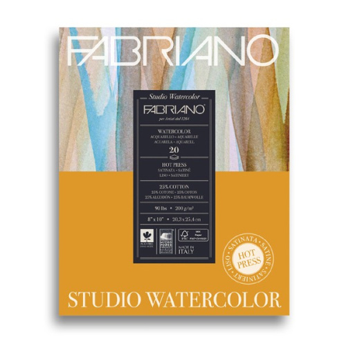 Альбом-склейка для акварели Fabriano "Watercolour studio" Сатин 20,3x25,4 см 20 л 200 г