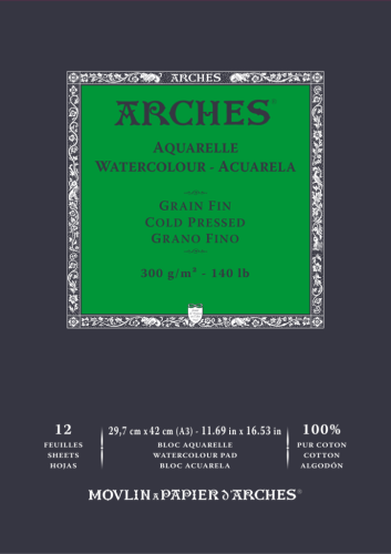 Альбом-склейка для акварели Arches "CP Watercolour" 42х29,7 см 12 л 300 г, 100% хлопок, мелкозернист