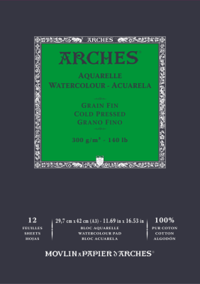 Альбом-склейка для акварели Arches "CP Watercolour" 42х29,7 см 12 л 300 г, 100% хлопок, мелкозернист