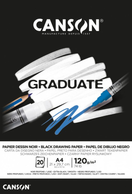 Альбом-склейка для смешанных техник Canson "Graduate" A4 20 л 120 г, черная бумага