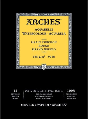 Альбом-склейка для акварели Arches "RG Watercolour Rough" 42х29,7 см 15 л 185 г, 100% хлопок, крупно