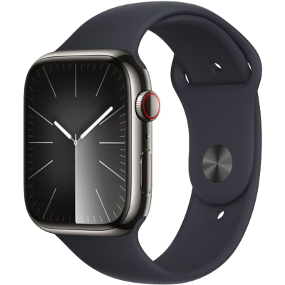 Умные часы  Apple Watch Series 9, 45 мм, Grapfite Sport Band, Midnight Stainless Steel, Size S/M (MRPN3)