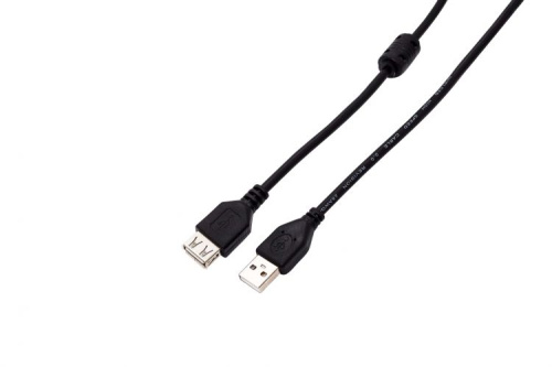 Кабель удлинитель USB 2.0 Pro Filum FL-CPro-U2-AM-AF-F1-1M, 1 м., ферритовое кольцо, черный, разъемы: USB A male-USB A female, пакет.