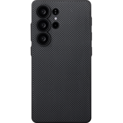 Чехол PITAKA PinButton Case для Samsung Galaxy S25 Ultra карбоновый (арамид) черно-серый шахматное плетение