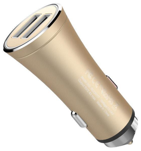 Автомобильный блок питания Rock H1 Car Charger with Hammer 2xUSB, 5V, 2,4A (общ.) (Gold)