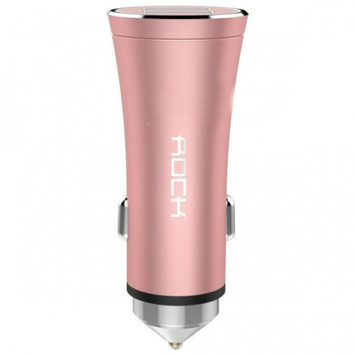 Автомобильный блок питания Rock H1 Car Charger with Hammer 2xUSB, 5V, 2,4A (общ.) (Rose Gold)