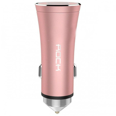 Автомобильный блок питания Rock H1 Car Charger with Hammer 2xUSB, 5V, 2,4A (общ.) (Rose Gold)