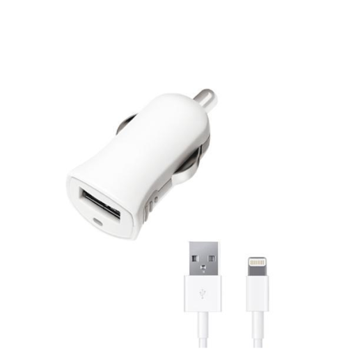 Автомобильное зарядное устройство Deppa (11250) 8-pin 1000mA (USB) на (Lightning) MFi 120 см (White)
