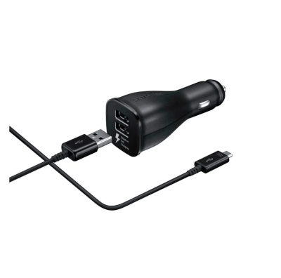 Автомобильное зарядное устройство Samsung (18W) 2000mA (USB) + кабель (microUSB 2.0) 150 см (black)