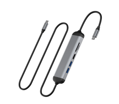 Адаптер Wiwu Alpha USB-C 5 в 1 на USB 3.0*2/HDMI/SD/Micro SD (521H) (Grey)