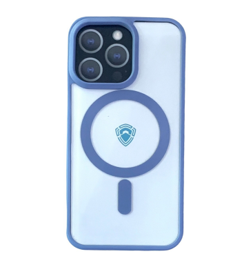 Чехол-накладка Dfansdesign Magsafe Case для Apple iPhone 14 Pro пластиковый прозрачно-белый (голубая рамка)