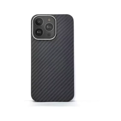 Чехол-накладка Kzdoo Keivlar Case для iPhone 15 карбоновый (черно-серый в полоску)