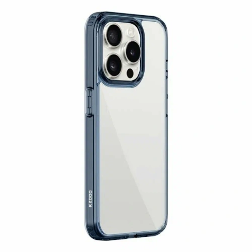 Чехол-накладка Kzdoo Guardian Case для iPhone 15 Pro Max пластиковый прозрачный (синяя рамка)