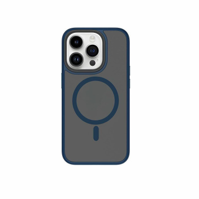 Чехол-накладка Wiwu Magsafe (FGG-011) для Apple iPhone 15 пластиковый прозрачно-черный (синяя рамка)