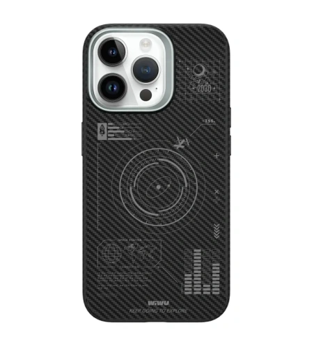 Чехол-накладка Wiwu Kevlar Case Magsafe (KJZ-017) для iPhone 15 Pro Max карбоновый (черно-серый в полоску)