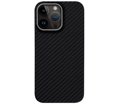 Чехол-накладка Luxo Life+ Magsafe для Apple iPhone 15 Pro Max карбоновый (черно-серый в полоску)
