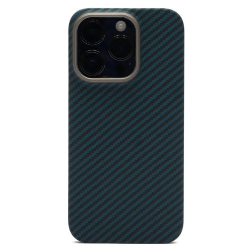 Чехол-накладка Kzdoo Keivlar Case для iPhone 15 Pro Max карбоновый (черно-синий в полоску)