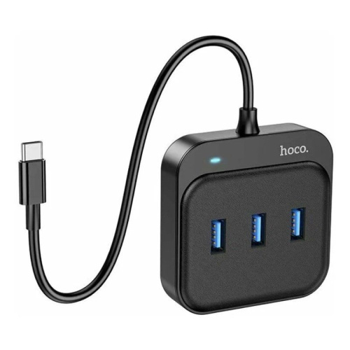 Адаптер Hoco HB31 4 в 1 Type-C на 4xUSB 2.0 0.2m (Black)