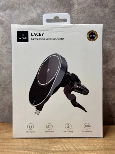 Автомобильный держатель Wiwu Lacey CH-315 MagSafe 15W/кабель Type-C в воздуховод для смартфона (Gray)