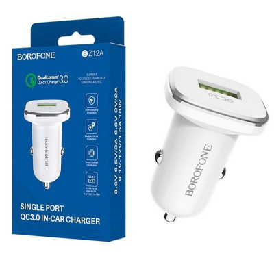 Автомобильное зарядное устройство Borofone BZ12A USB 18W (белый)