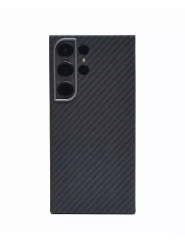 Чехол-накладка Kzdoo Keivlar Case для Samsung Galaxy S24 Ultra карбоновый (черно-серый в полоску)