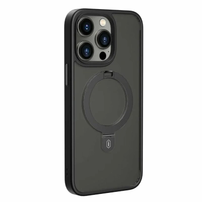 Чехол-накладка Wiwu Magsafe (ZMM-010) для Apple iPhone 15 Pro Max пластиковый с подставкой (черный)
